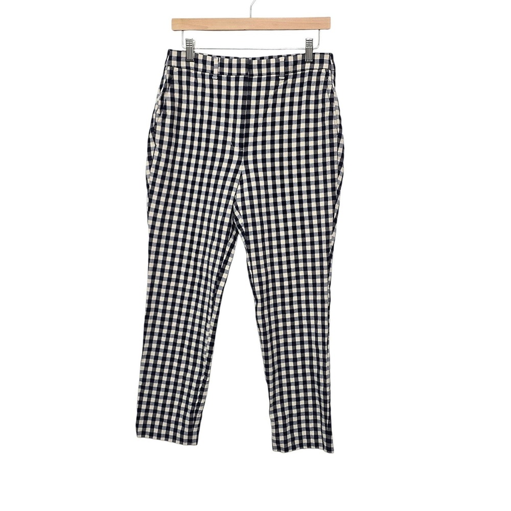 Boden Richmond 7/8 Trousers Navy White Gingham Check Slim Pants Size US 8R R0540